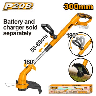 Ingco Cordless 20V Lithium-Ion Garden Grass Trimmer 180D CGTLI20018