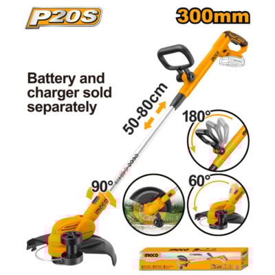 Ingco Cordless 20V Lithium-Ion Garden Grass Trimmer 90D CGTLI20328