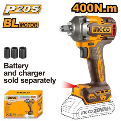 Ingco Cordless 20V Lithium-ion Impact Wrench 400nm Brushless CIWLI20401