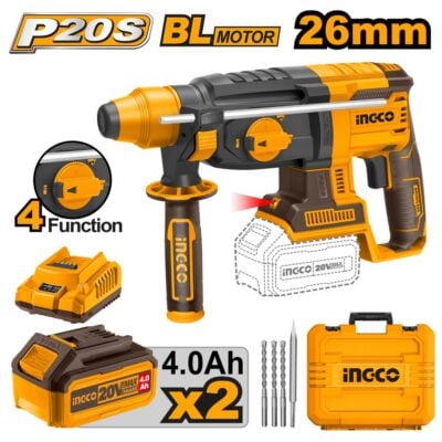 Ingco Cordless 20V Lithium-ion Rotary Hammer Drill Brushless 2.5J Kit CRHLI202287