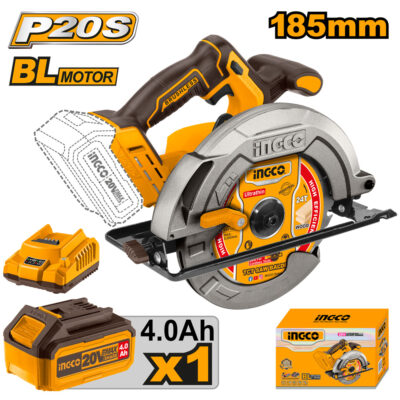 Ingco Cordless 20V Lithium-ion Circular Saw Brushless 185mm Kit CSLI18511