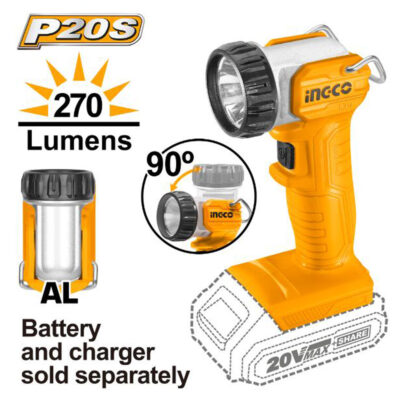 Ingco Cordless 20V Lithium-Ion Work Lamp Torch 270L CWLI2038
