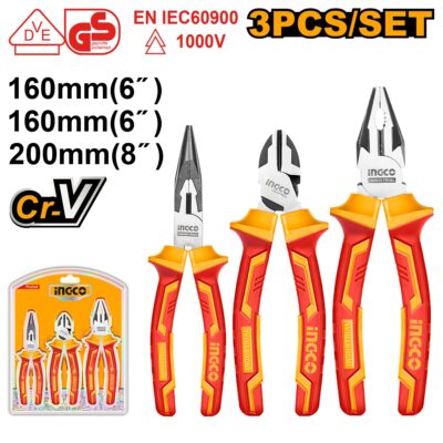 Ingco VDE Plier Set Insulated 3 Piece