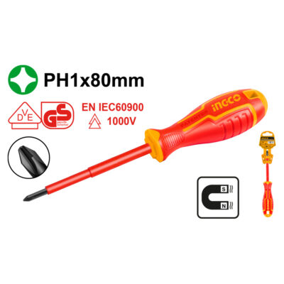 Ingco VDE Screwdriver Insulated Phillips Star PH1 80mm