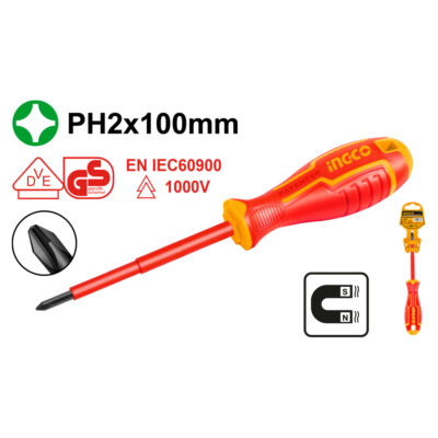 Ingco VDE Screwdriver Insulated Phillips Star PH2 100mm