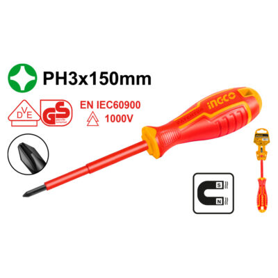 Ingco VDE Screwdriver Insulated Phillips Star PH3 150mm