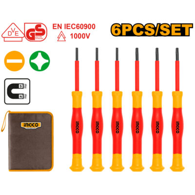 Ingco VDE Screwdriver Precision Set Insulated 6 Piece