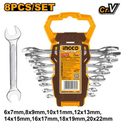 Ingco Spanner Double Open Ended Set 6-20mm 8 Piece