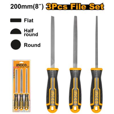 Ingco File Set Steel 200mm 3 Piece