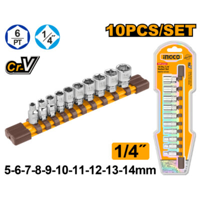 Ingco Socket Set 1/4'' 10 Piece