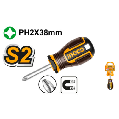 Ingco Screwdriver Phillips Star Stubby PH2 38mm Magnetic