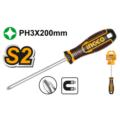 Ingco Screwdriver Phillips Star PH3 200mm Magnetic