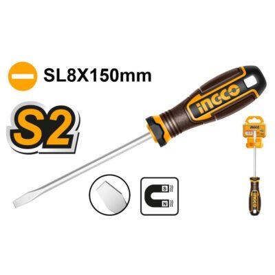 Ingco Screwdriver Slotted Flat SL8 150mm Magnetic