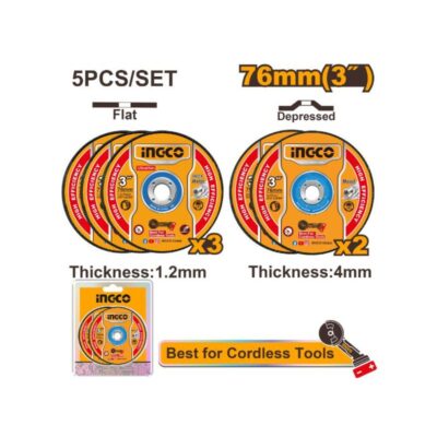 Ingco Disc ABR Metal and Grinding 76mm set 5pcs MCD303768