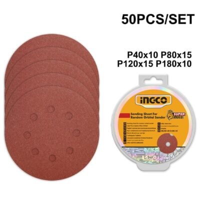 Ingco Acc Sanding Orbital Sheet 125mm Ind 50 Pieces AKRS1250511