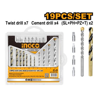 Ingco Acc Drill Bit & Screwdriver Bit 19 Pieces AKSDB1901