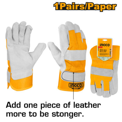 Ingco PPE Gloves Leather Size 10.5'' HGVC01