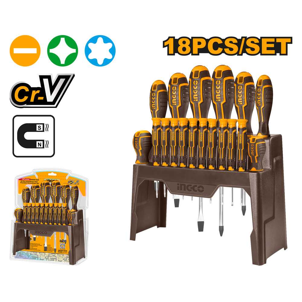 Ingco Screwdriver Set Plus Precision 18 Pieces HKSD1828