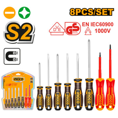 Ingco VDE Screwdriver Insulated Set 8 Pieces HKSDS0838