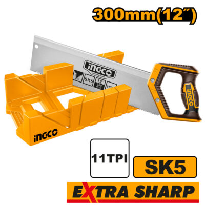 Ingco Saw Hand Back 300mm With Mitre Box HMBSB30062