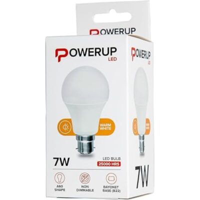 Powerup LED GLS A60 B22 7W WW PPT4497