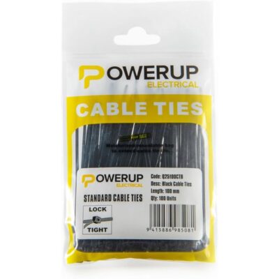 Powerup Electrical Cable Ties, 2.5 mm x 100 mm Size, Black PPT5081