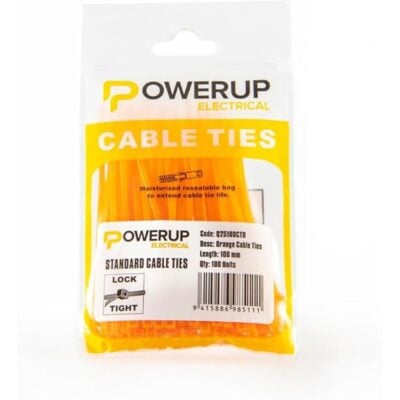 Powerup Electrical Cable Ties, 2.5 mm x 100 mm - Orange PPT5111