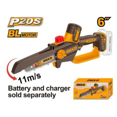 Ingco Cordless 20V Lithium-ion Garden Chain Saw Pruner Brushless 15CM CGSLI2066
