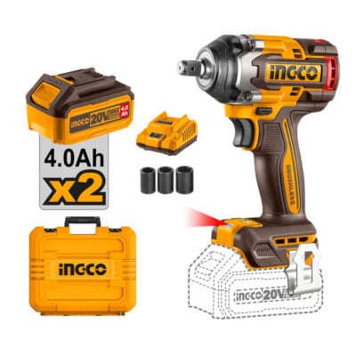 Ingco Cordless 20V Lithium-ion Impact Wrench 500NM Brushless Kit CIWLI2050