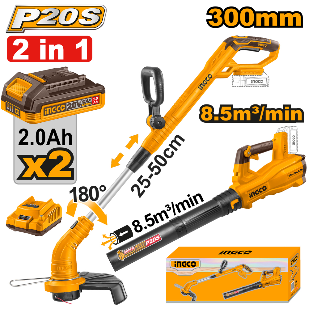 Ingco Cordless 20V 2 in 1 Gardening Combo Kit COSLI250398