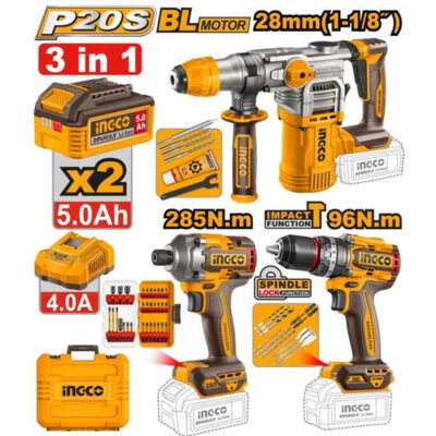 Ingco Cordless 20V 3 in 1 Combo Kit COSLI250693