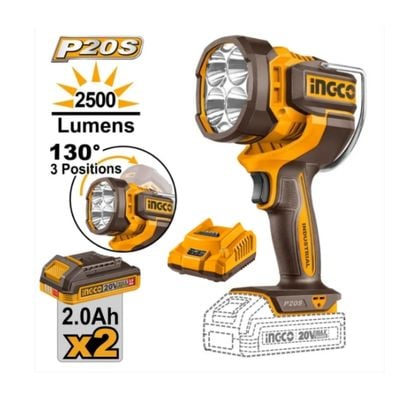 Ingco Cordless 20V Lithium-Ion Work Lamp 2500L Kit CWLI20887