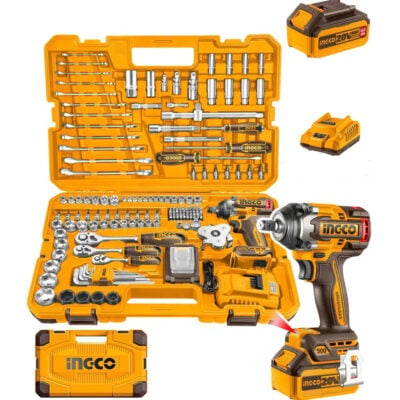 Ingco Cordless 20V Lithium-ion Impact Wrench 500NM Brushless Kit Tool Set HKTHP31521